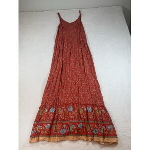 ABOYXI Dress Women's Medium Red Mini Cottage Floral Smock Back Adjustable Straps